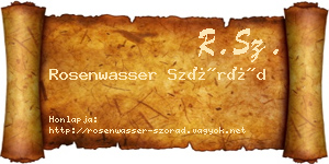 Rosenwasser Szórád névjegykártya
